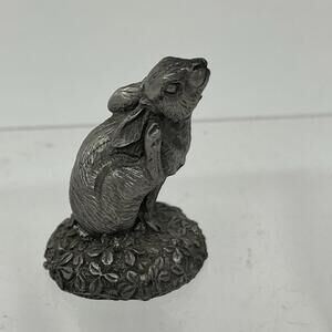Franklin Mint Woodland Animals RABBIT by Jane Lunger ca. 1981 Pewter